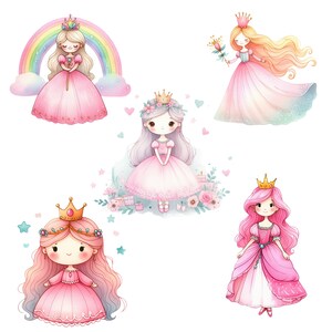 Watercolor Princess Clipart Bundle: Fairytale Kingdom PNG (digital ...