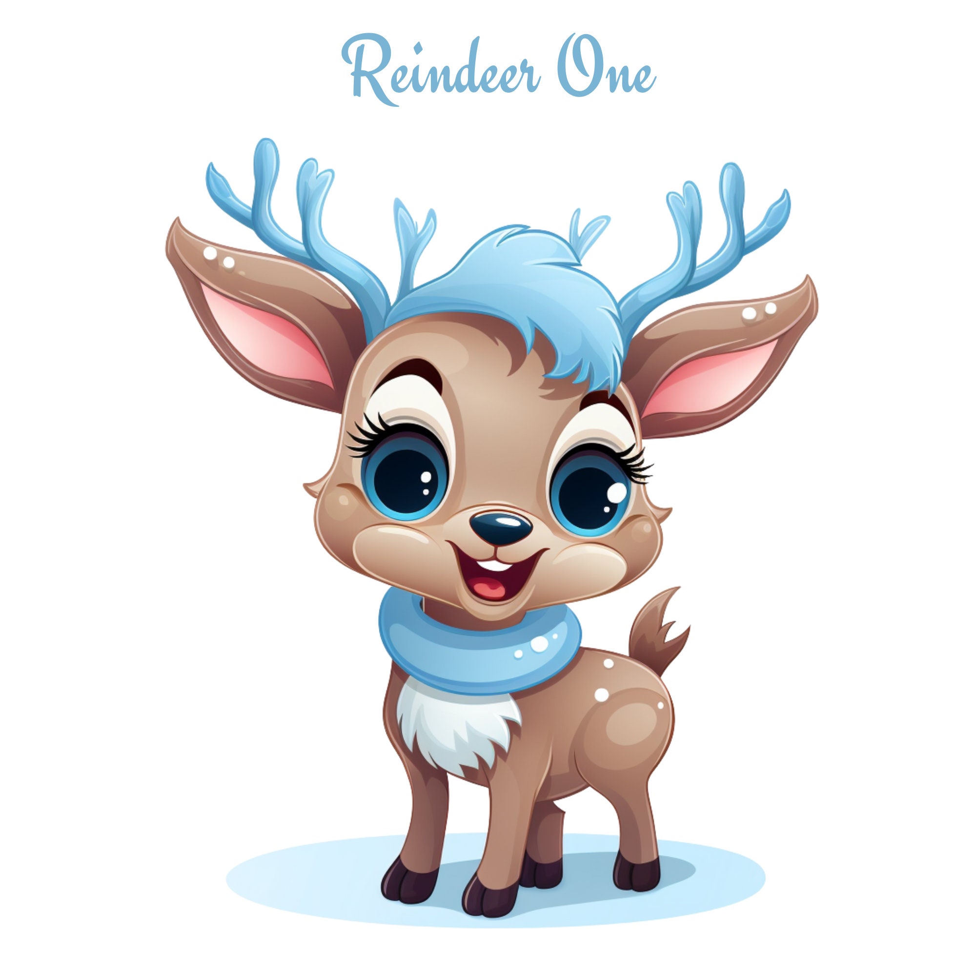 Christmas Reindeer PNG Bundle, Cute Reindeer Clipart, Christmas Instant ...