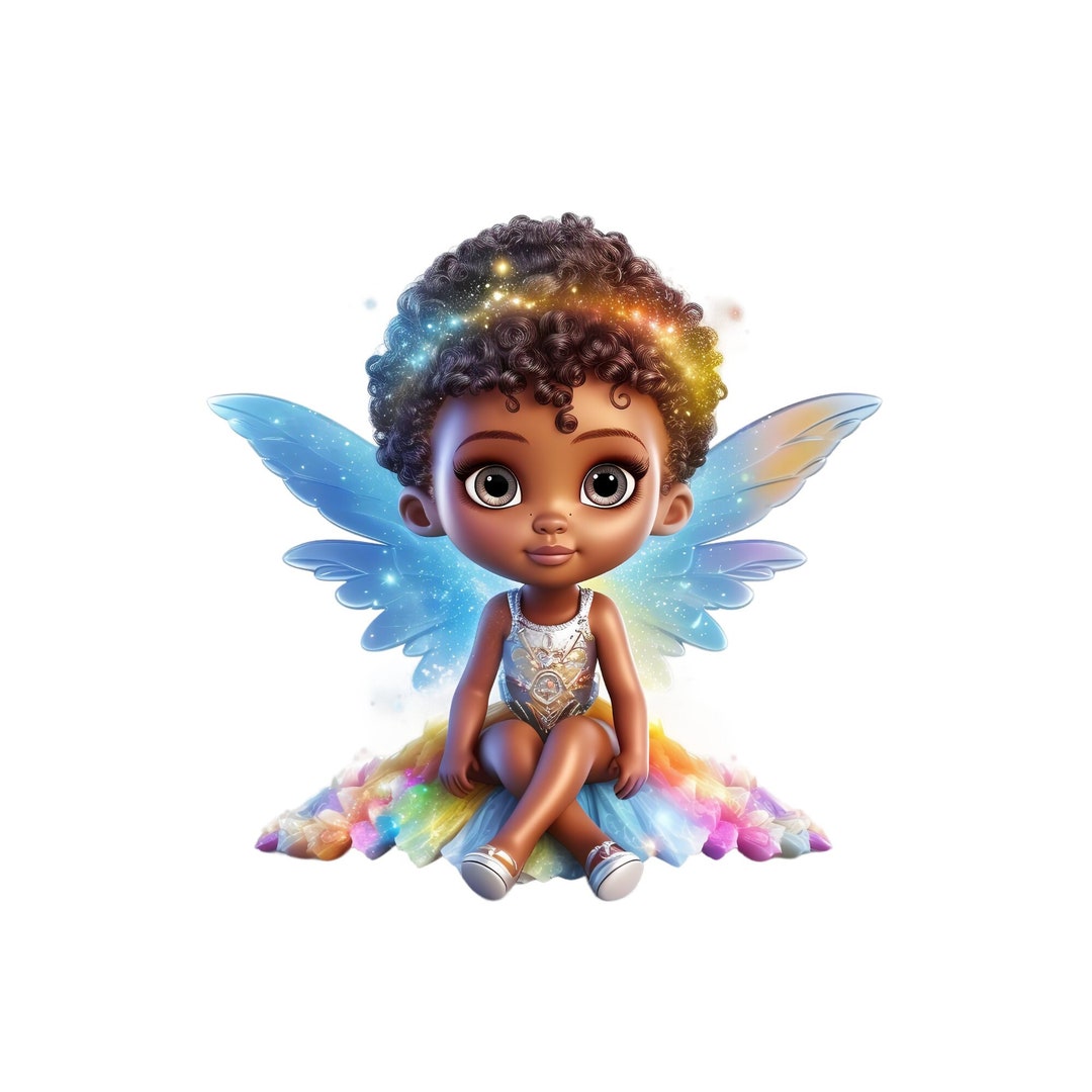 African Fairy PNG, Fairy Digital Download, Cute Baby Fairy Clipart ...