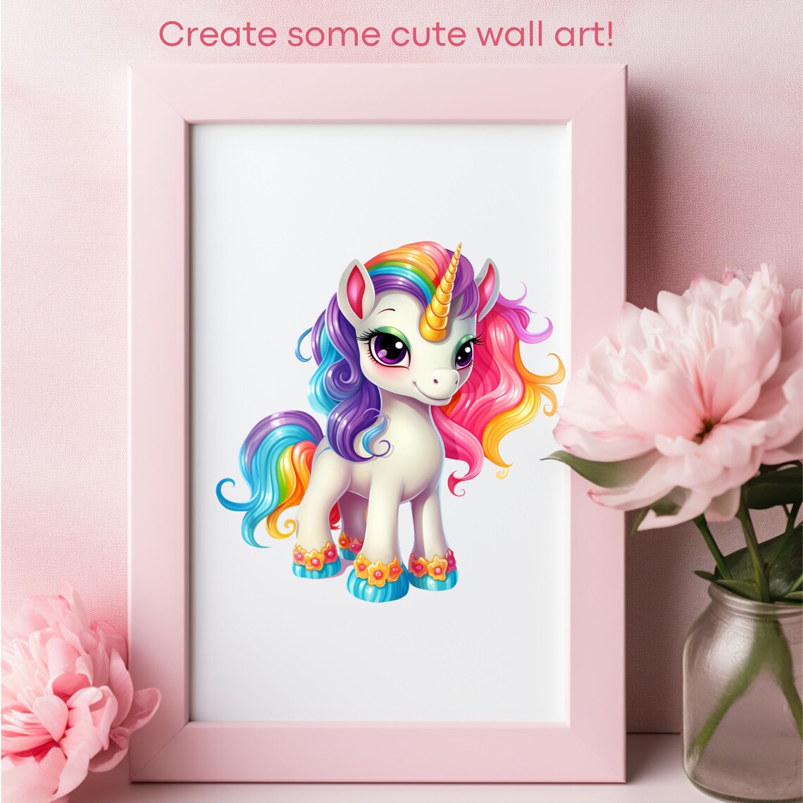 Unicorn, Rainbow Unicorn Clipart, Cute Unicorn PNG, Instant Download ...