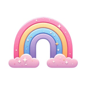 Schattige regenboog clipart, glitter regenboog PNG Instant Download transparantie, eenvoudige pastel Sparkle Rainboow cartoon clipart, Kids Rainbow ontwerp