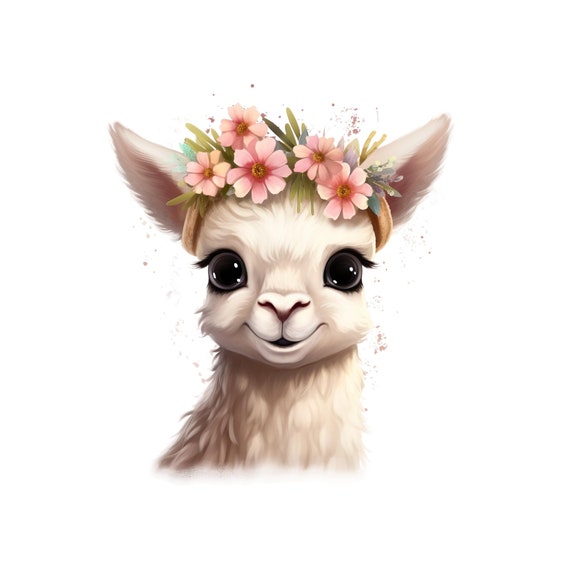 Cute Baby Llama Clipart, Transparent Digital Download, PNG Baby