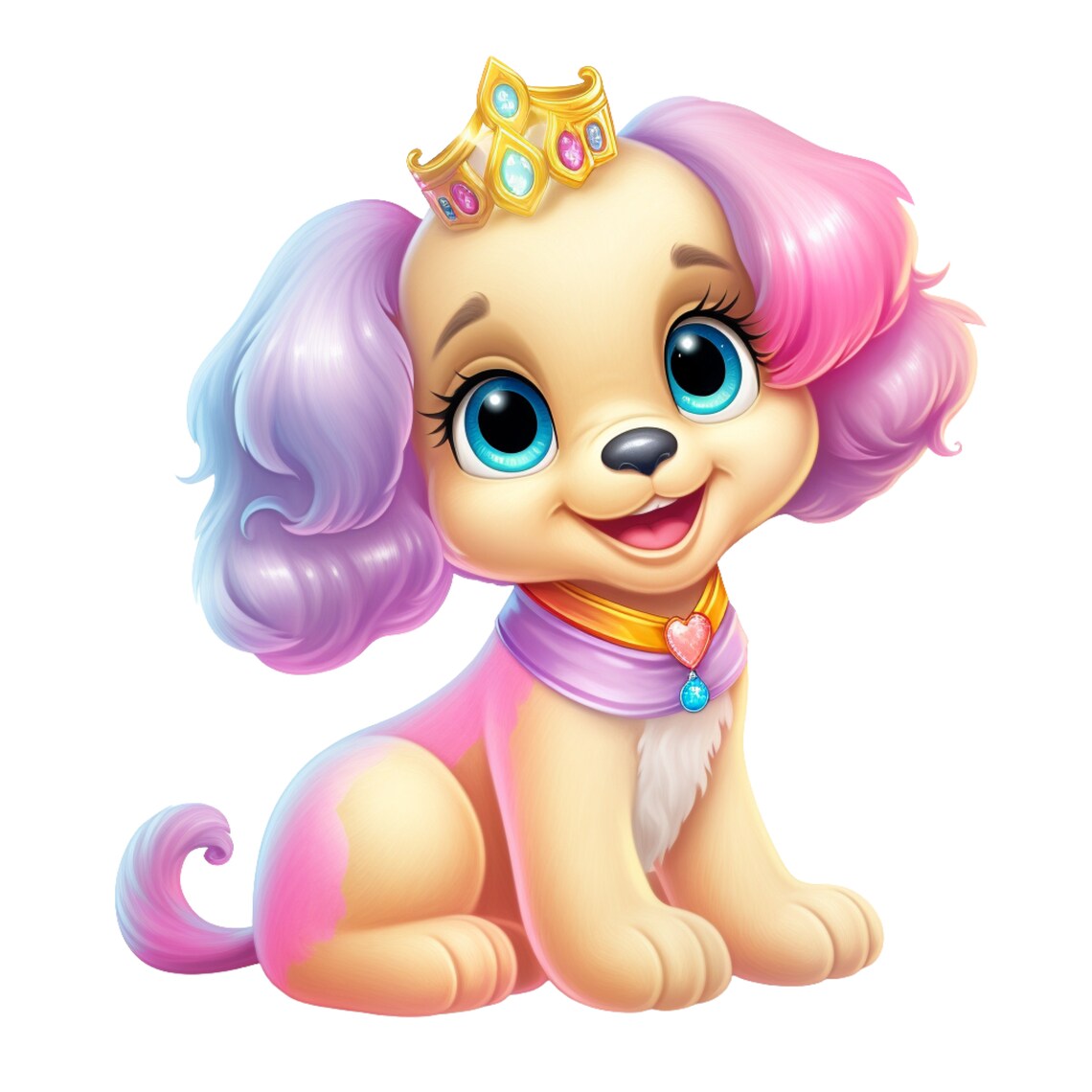 Princess Puppy Clipart, Royal Puppy PNG Digital Download, Pink Princess ...