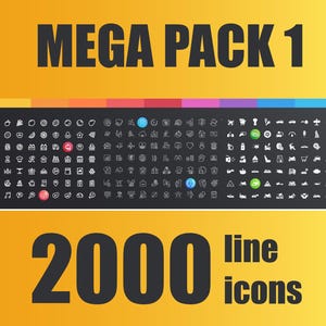 2000 Premium Vector Icons / Food, Finance, Vehicle & Web Themes, Design, Graphic Design, Instant Download, Editable, EPS and PNG