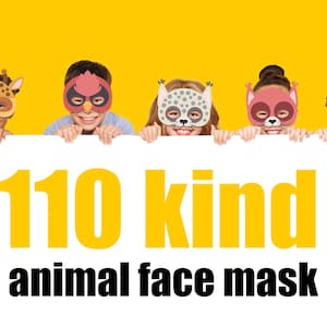 110 tipi di maschere di animali stampabili, maschere stampabili, maschere per feste, maschere di cartoni animati, download istantaneo, maschere per feste di compleanno, creazioni per bambini, PDF