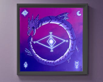 Ouroboros Print, Dragon Art, 15x15 inches