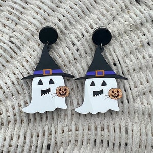 Halloween Ghost Pumpkin Resin Earrings