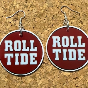 Alabama Roll Tide Football Round Resin Earrings