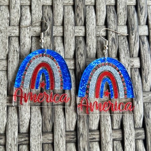USA Fourth of July Resin Earrings