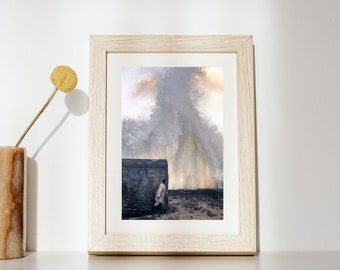 Photograph of a man observing a wave before Storm Ciaran. High quality printing, Photo Image Poster Poster Wall Decoration