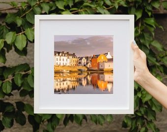 Photograph of a small port in Brittany - Square format - Photo Image Poster Poster Wall Decoration