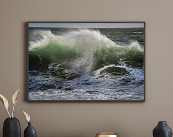 Photograph of a wave before a storm in Brittany. High quality printing. Photo Image Poster Poster Wall Decoration