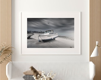 Boat on a beach in Morbihan, Brittany. High quality printing, Photo Image Poster Poster Wall Decoration