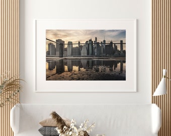 Panoramic photograph of Manhattan with reflection | High quality print | Photo Image Poster Poster Wall Decoration