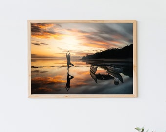 Female silhouette on the beach in New Caledonia | Photo Image Poster Poster Wall Decoration | High quality printing