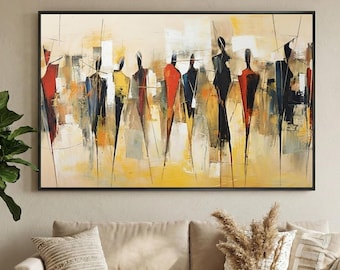 Zeitgenössische figurative Kunst | Abstrakte Menschen Wandbild zum Ausdrucken