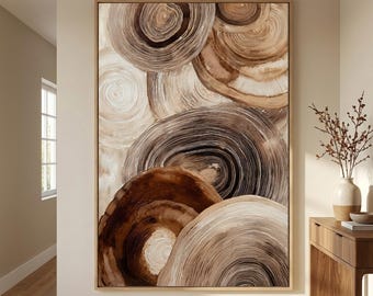 Tree Ring Wall Art | Abstract Wood Texture Print | Neutral Minimalist Wall Decor