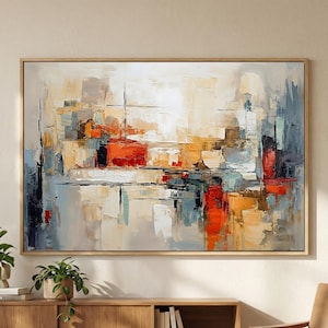 Arte murale astratta moderna / Quadro neutro con texture / Arredamento minimalista contemporaneo per la casa