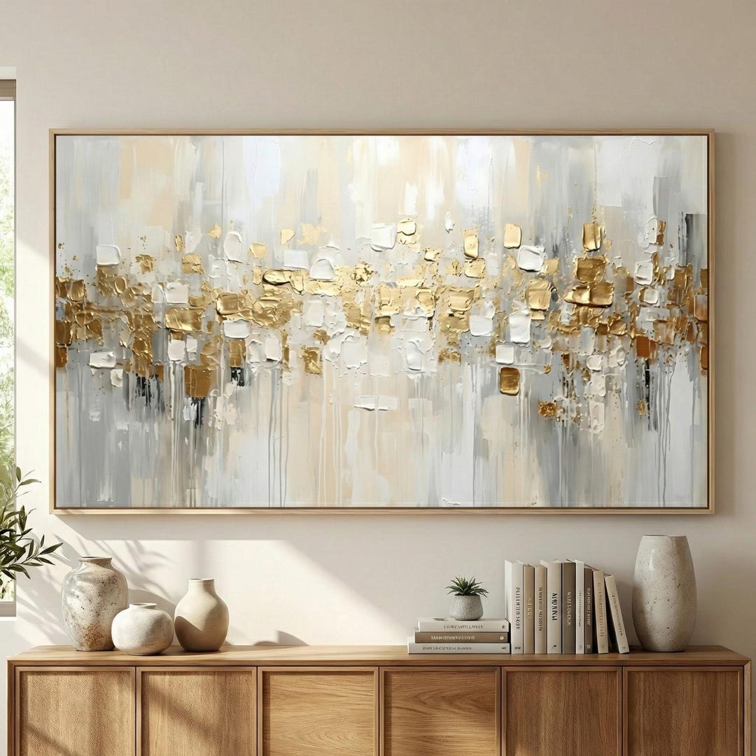 Textured Gold Abstract Painting | Neutral Modern Luxury Decor | Large ...