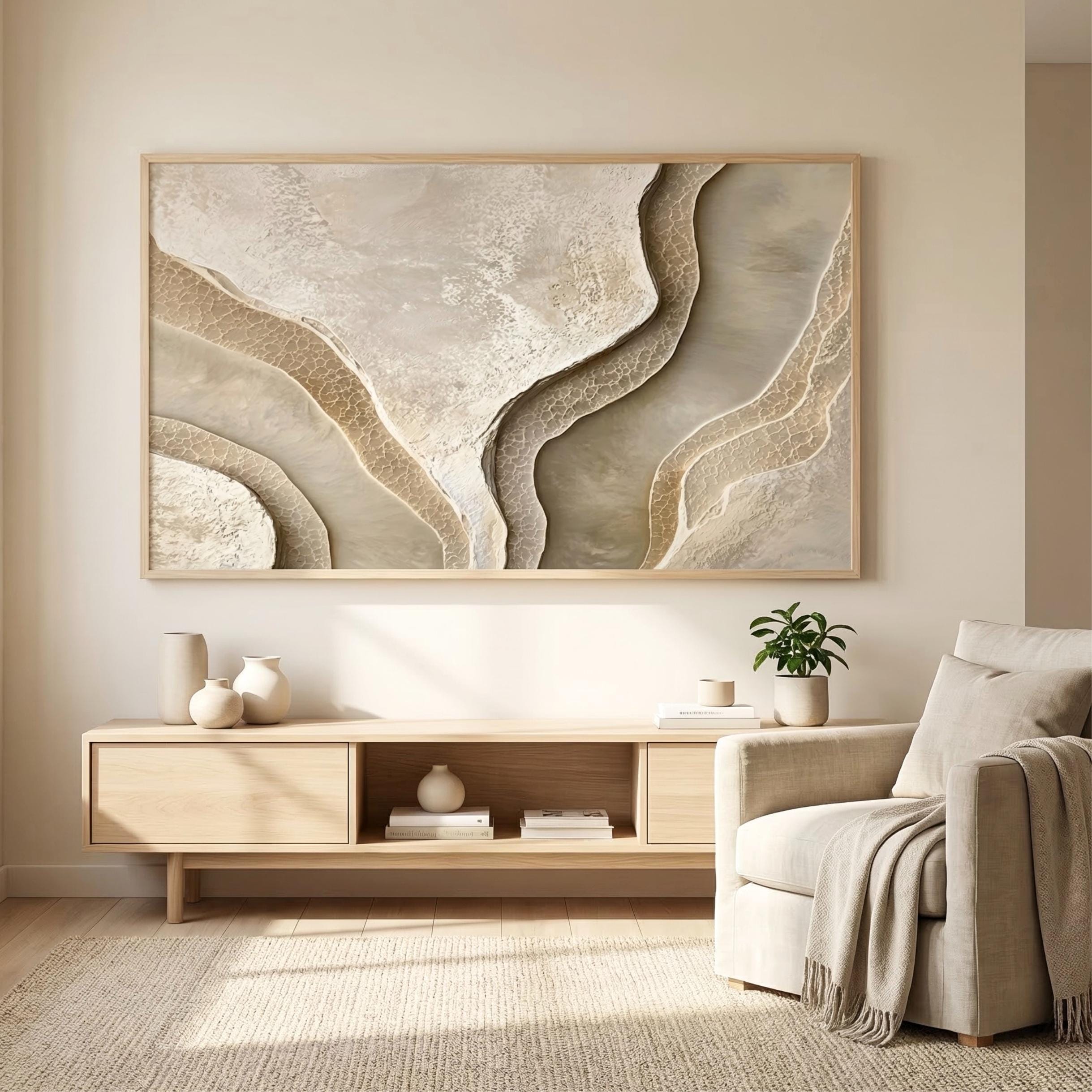 Textured Plaster Wall Art | Neutral Beige Abstract Texture Print ...
