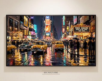 New York Wall Art | Times Square Print | Yellow Taxi NYC Cityscape Poster