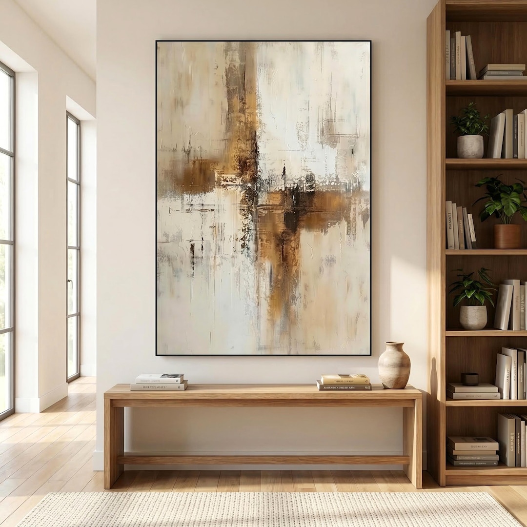 Textured Wall Art | Neutral Abstract Painting | Beige Brown Modern ...