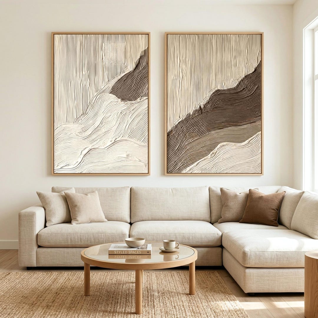 Neutral Textured Wall Art Set of 2 | Modern Minimal Abstract Prints - Etsy