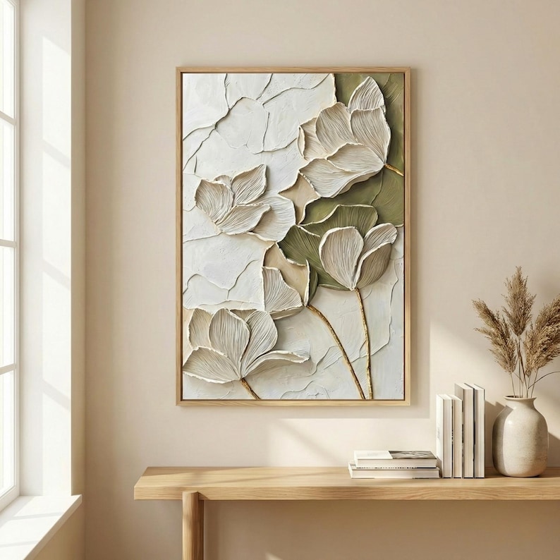 3D Flower Wall Art | Textured Floral Sculpture Decor | Neutral Luxury ...