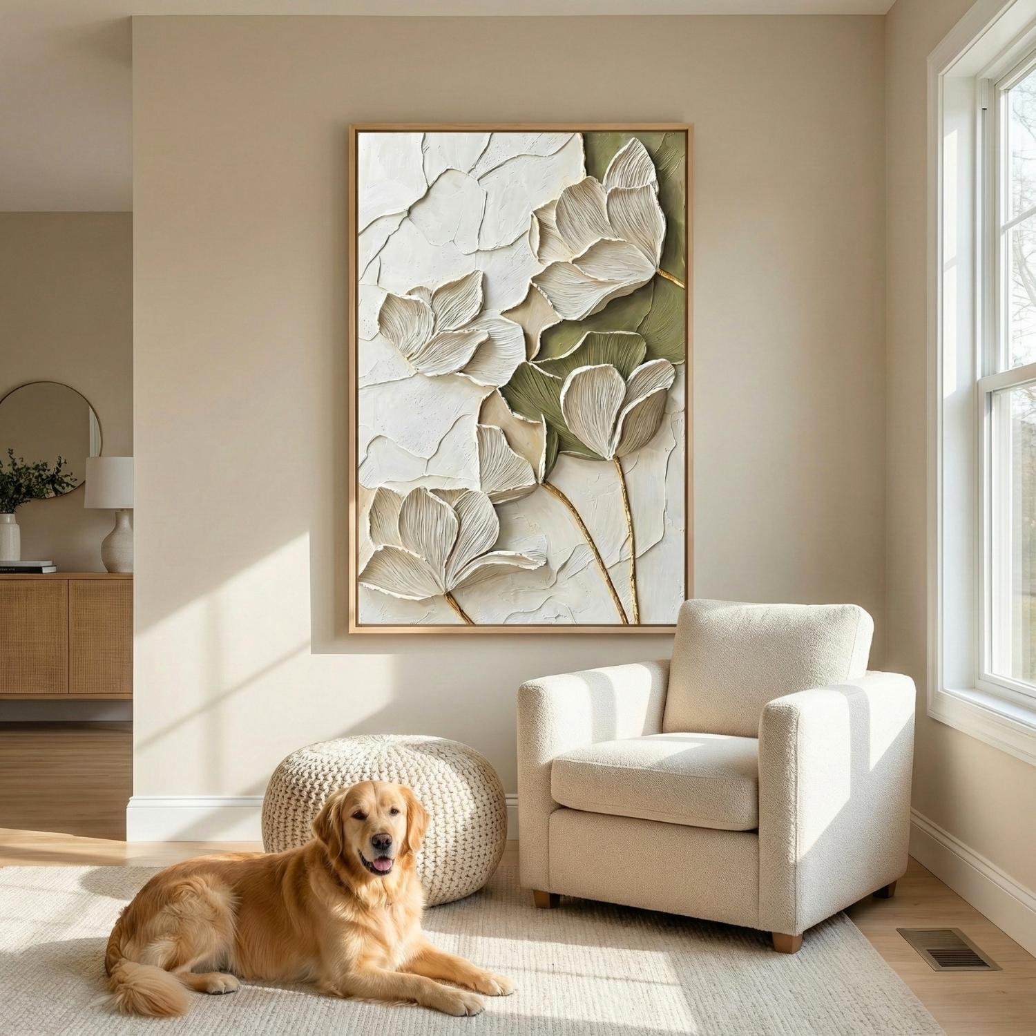 3D Flower Wall Art | Textured Floral Sculpture Decor | Neutral Luxury ...