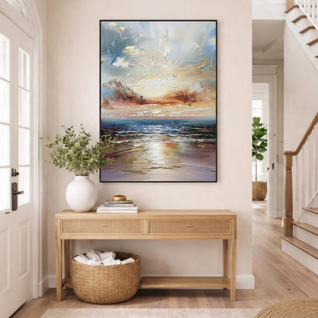 Modern Coastal Wall Art Abstract Seascape Oil Painting Print — free download