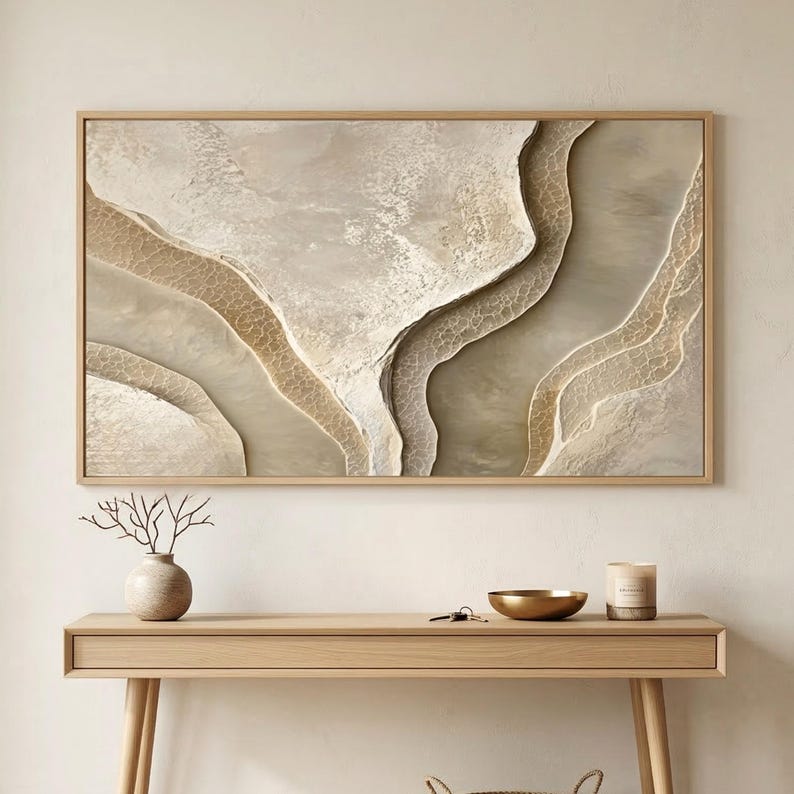 Textured Plaster Wall Art | Neutral Beige Abstract Texture Print ...