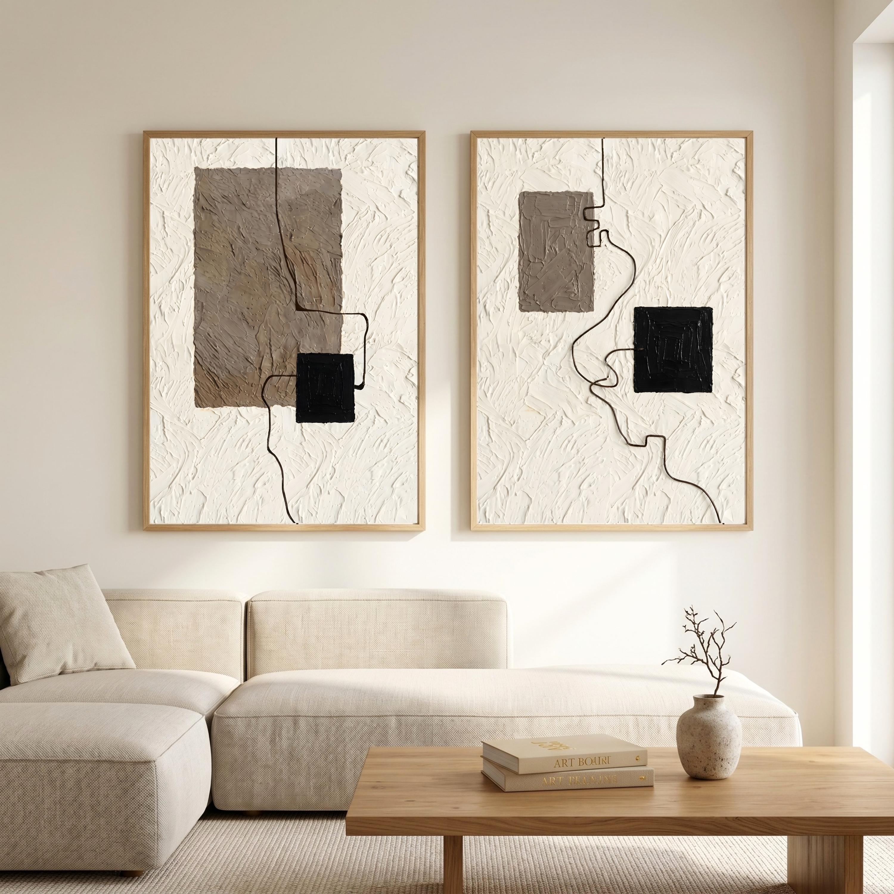 Minimalist Wall Art Set | Neutral Textured Abstract Prints | Set of 2 ...