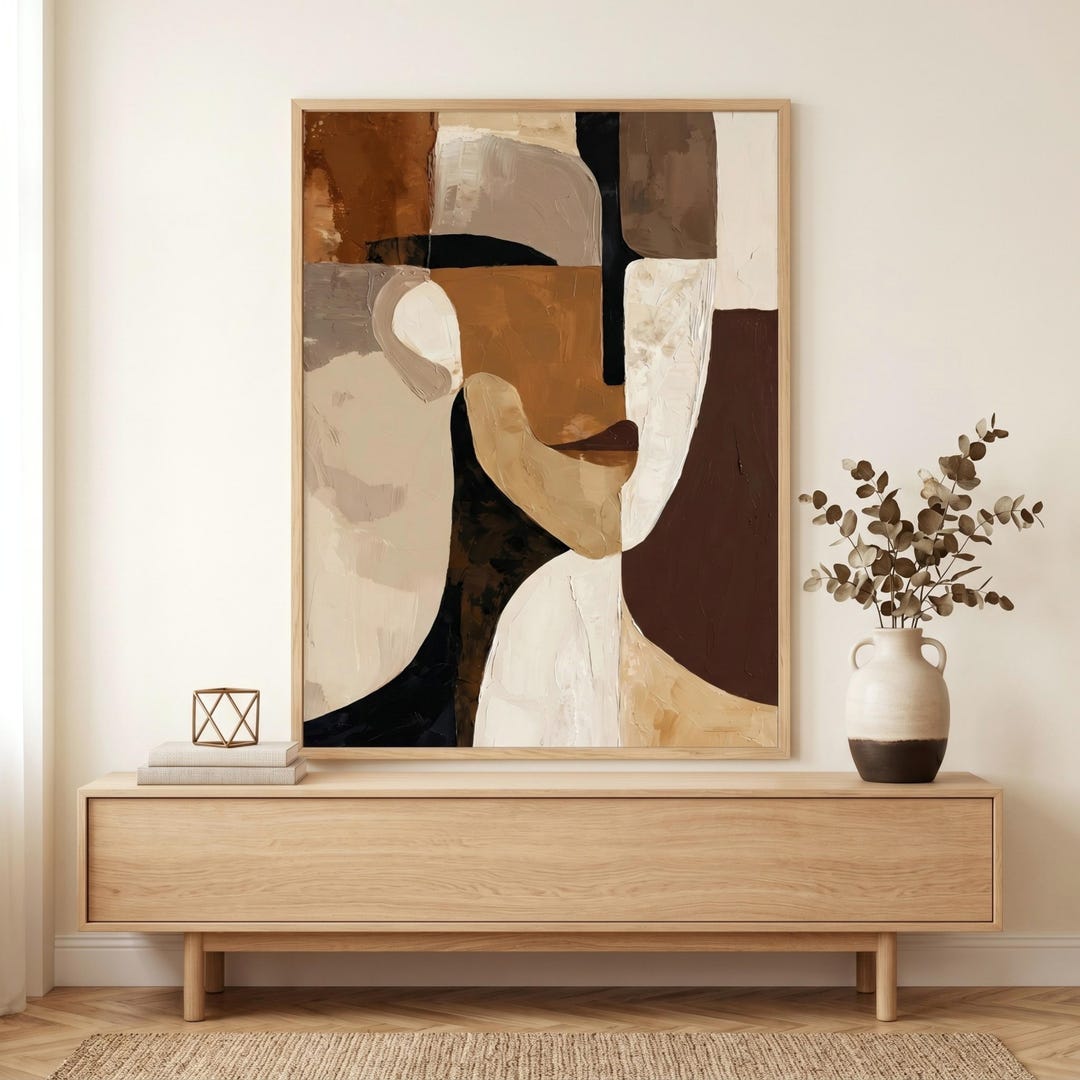 Neutral Abstract Wall Art | Brown Beige Print | Earth Tone Modern Decor ...