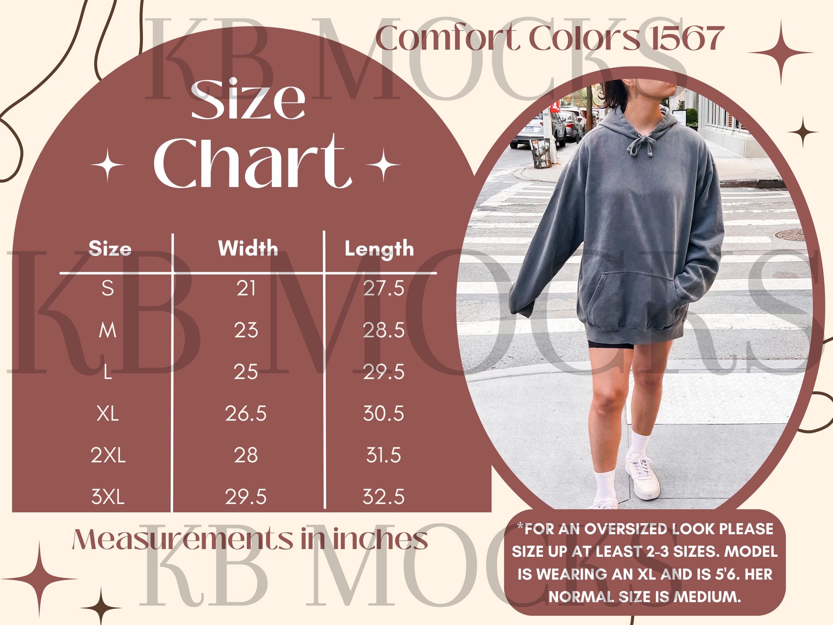 Comfort Colors 1567 Hoodie Size Chart Comfort Colors Oversized Hoodie Size Chart Comfort Colors Mockup Chart 1567 Oversized Size Chart Etsy