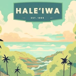 Limited Run Haleiwa Town Digital Print, North Shore Oahu, Instant PDF Download, Optional High-Quality Canvas Print, Hawaiian Home Wall Art