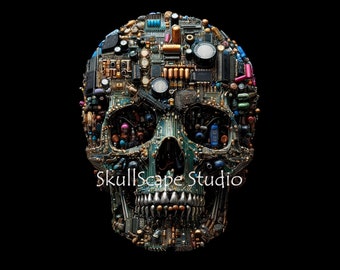 Electronic Circuit Board PCB Skull Art Skull Sculpture Cyberpunk Electronic Art Sci-Fi art
