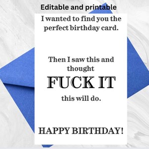 Funny Rude Birthday Card for Adults | Editable Instant Download | Printable & Email | Digital Crude Card | NSFW Humor | Insulting Card