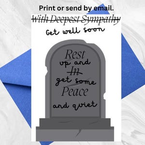 Funny Get Well Soon Card | Dark Humour Get Well Card | Printable or Email | Humorous Get Well Soon Card | Funny Get Well Card