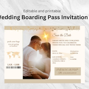 Boarding Pass Wedding Invitation Template | Boarding Pass Wedding | Boarding Pass Wedding Save The Date | Passport Invitation For Wedding