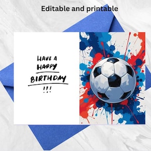 Editable Football Soccer Birthday Card | Instant Download | Printable Sports card | Boys Birthday Card | Football Soccer Birthday Card
