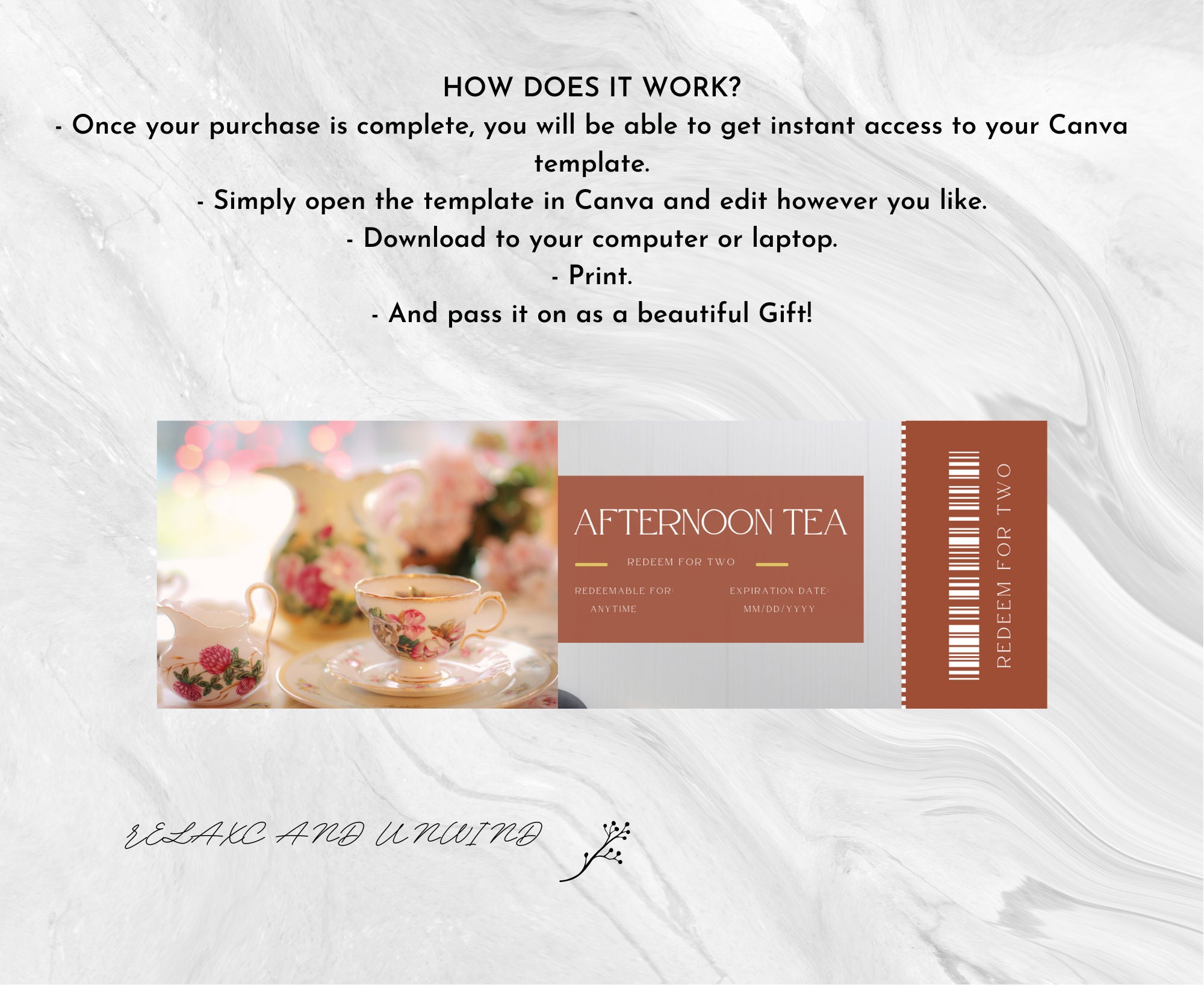 Voucher Ticket | Printable Gift Voucher | Voucher Card | Gift Voucher ...