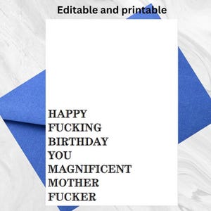 Funny Rude Birthday Card for Adults | Editable Instant Download | Printable & Email | Digital Crude Card | NSFW Humor | Insulting Card