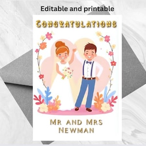 Editable Wedding Card Bride Groom | Congratulations Card | Instant Download | Boho Wedding Printable | Wedding Card | Digital Wedding Card