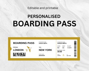 Editable Boarding Pass Template | Couple Gift | Airline Ticket | Gift Coupon | Vacation Ticket | Flight Gift Voucher | Gift For Her