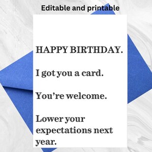 Funny Rude Birthday Card for Adults | Editable Instant Download | Printable & Email | Digital Crude Card | NSFW Humor | Insulting Card
