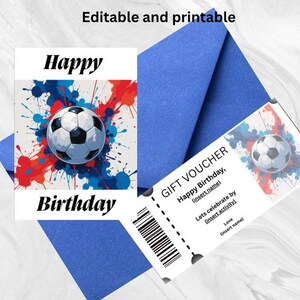 Editable Football Birthday Card with Gift Voucher | Printable Kids Football Card | Personalised Football Activity Card | Kids Editable Card