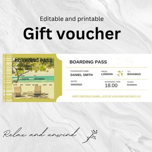 Surprise Airline Gift | Printable Boarding Ticket | Surprise Trip | Plane Ticket Vacation | Editable Boarding Pass Ticket Template