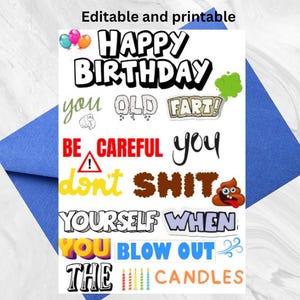Funny Birthday Card | Rude Birthday Card | Offensive Birthday Card | Digital Download Printable Card | eCard | Old Birthday Card |Funny Card