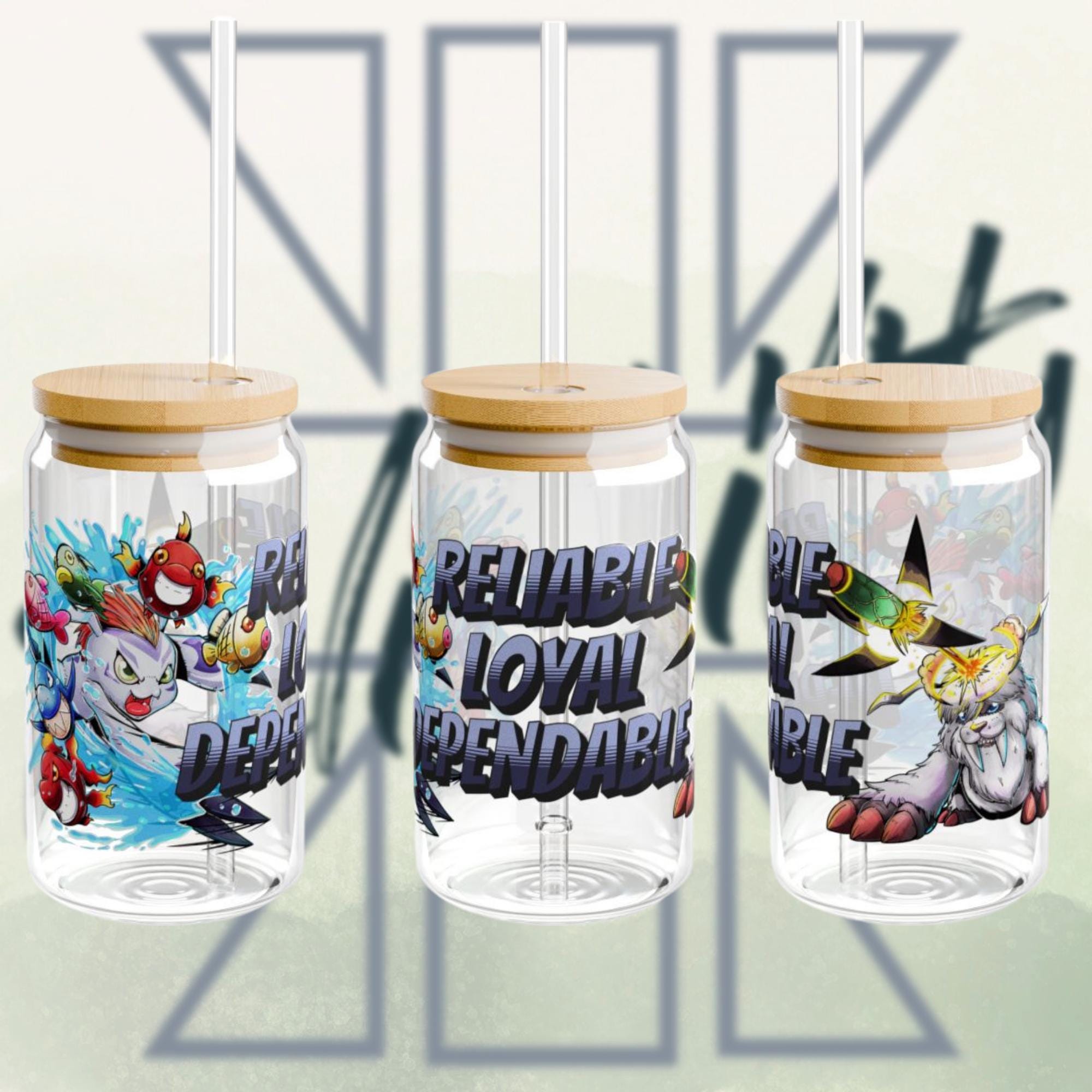 Digimon Adventure Glass Cups, Gomamon & Ikkakumon 16oz Dig Glass ...