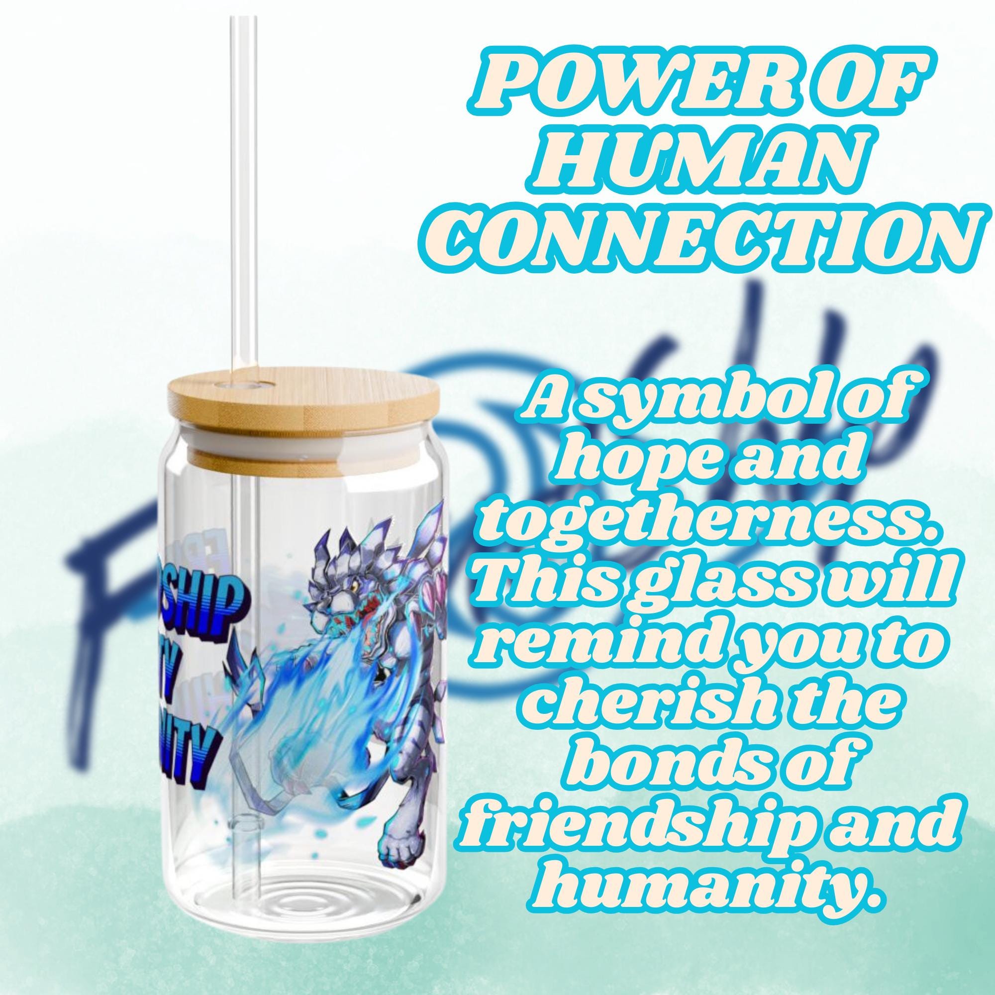 Digimon Friendship Glass Cup, Gabumon Garurumon Unity Humanity 16oz Mug ...